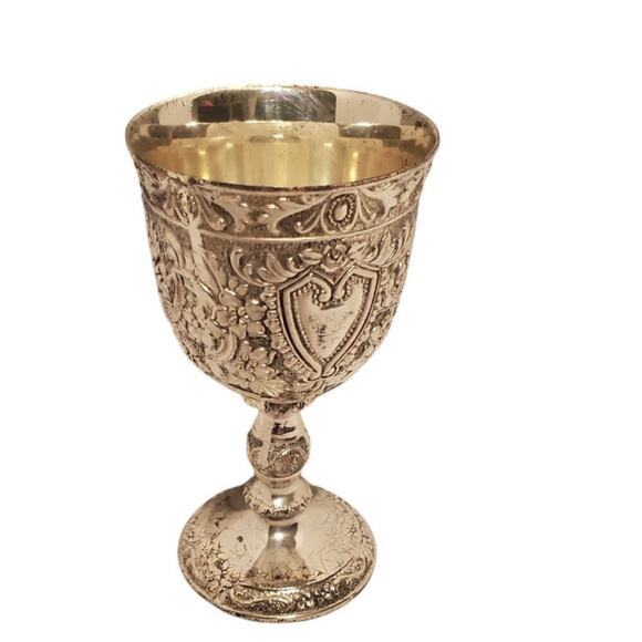 Raimond Silverplated Repousse High Relief Ornate Goblet Box Set of 6 Japan - Picture 4 of 12